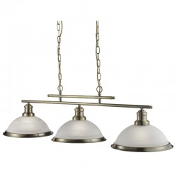 32899-006 Antique Brass 3 Light over Island Fitting with Alabaster Glasses 32899-006 Antique Brass 3 Light over Island Fitting with Alabaster Glasses