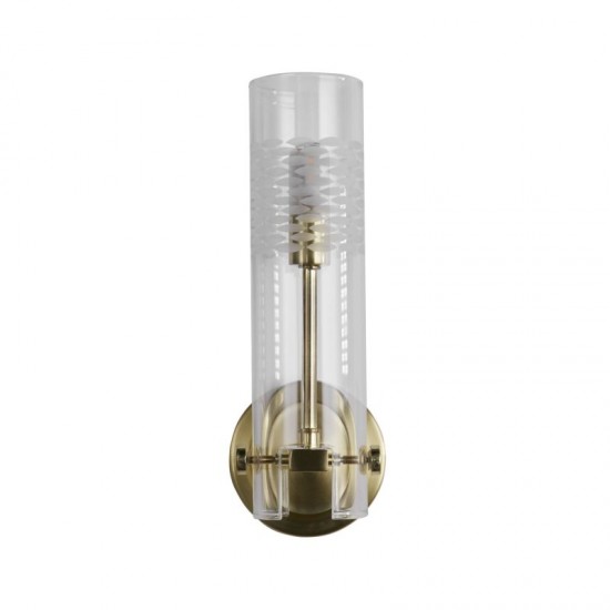 71930-006 Bathroom Satin Brass Wall Lamp with Clear Glass