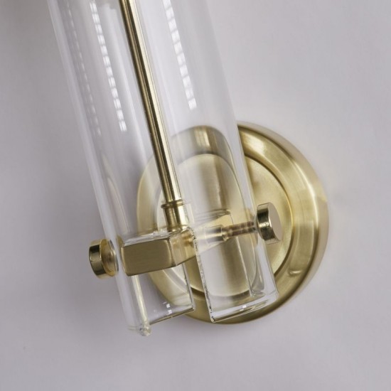 71930-006 Bathroom Satin Brass Wall Lamp with Clear Glass