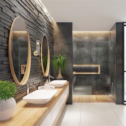 71930-006 Bathroom Satin Brass Wall Lamp with Clear Glass