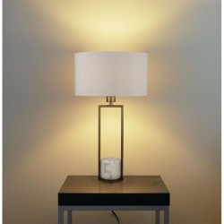 59539-006 Gold & White Marble Table Lamp with White Shade
