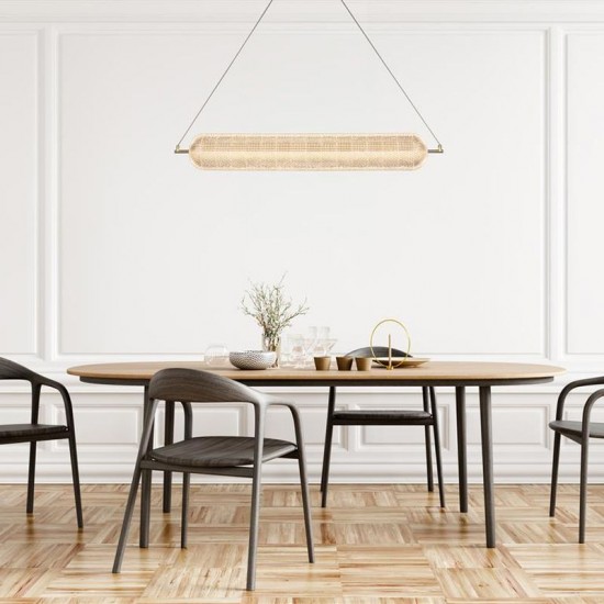 75460-006 Satin Brass LED over Island Fitting with Clear Acrylic Shade