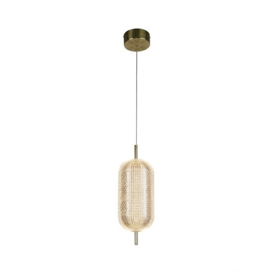 75458-006 Satin Brass LED Pendant with Clear Acrylic Shade