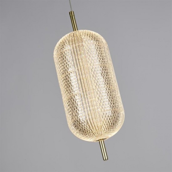 75458-006 Satin Brass LED Pendant with Clear Acrylic Shade