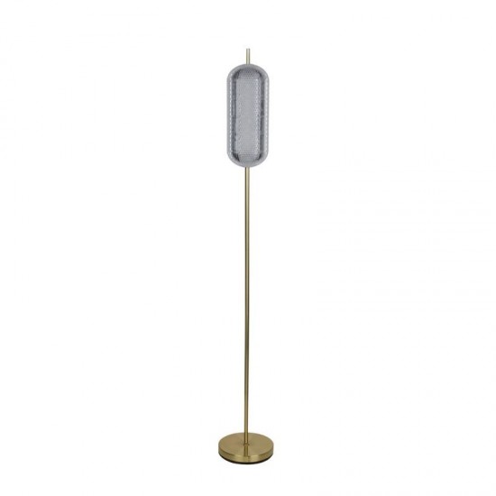 75457-006 Satin Brass LED Floor Lamp with Clear Acrylic Shade