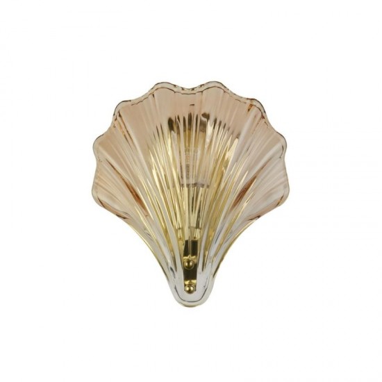 75466-006 Satin Brass Wall Lamp with Amber Ombre Glass IP44