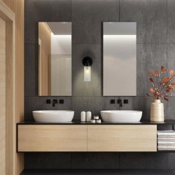 75453-006 Black Wall Lamp with Ribbed Glass IP44