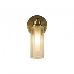 75454-006 Satin Brass Wall Lamp with Ribbed Glass IP44 75454-006 Satin Brass Wall Lamp with Ribbed Glass IP44