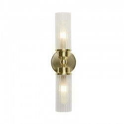 75456-006 Satin Brass 2 Light Wall Lamp with Ribbed Glass IP44 75456-006 Satin Brass 2 Light Wall Lamp with Ribbed Glass IP44