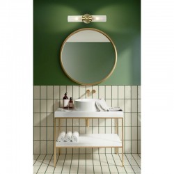 75456-006 Satin Brass 2 Light Wall Lamp with Ribbed Glass IP44