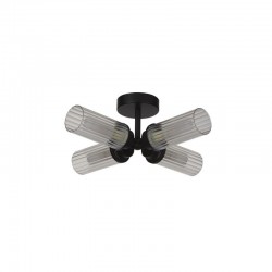 78919-006 Matt Black 4 Light Flush with Ribbed Glass IP44 78919-006 Matt Black 4 Light Flush with Ribbed Glass IP44