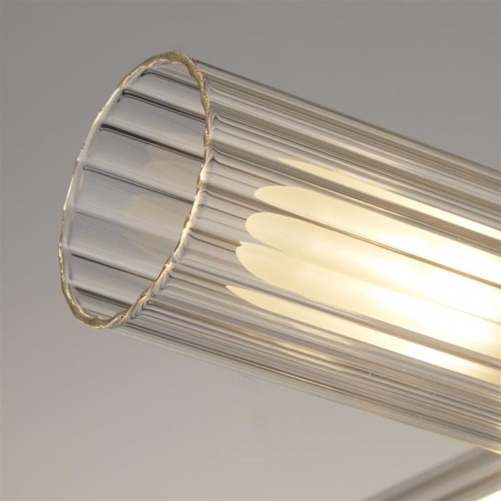 78918-006 Satin Brass 4 Light Flush with Ribbed Glass IP44