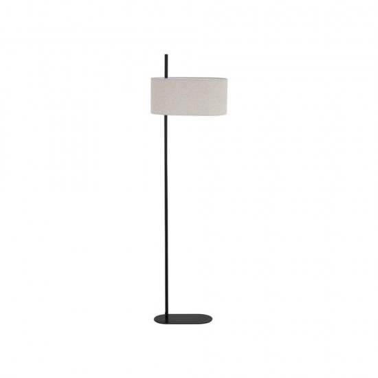79094-006 Black Floor Lamp with Oatmeal Linen Shade