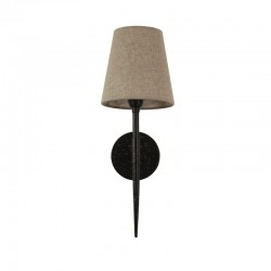 71939-006 Hammered Black Wall Lamp with Natural Linen Shades