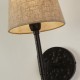 71939-006 Hammered Black Wall Lamp with Natural Linen Shades