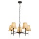 71940-006 Hammered Black 5 Light Centre Fitting with Natural Linen Shades