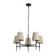 71940-006 Hammered Black 5 Light Centre Fitting with Natural Linen Shades