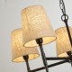 71940-006 Hammered Black 5 Light Centre Fitting with Natural Linen Shades