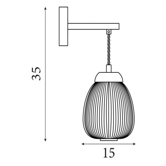 78986-006 Wooden & Brass Wall Lamp with White Ribbed Glass