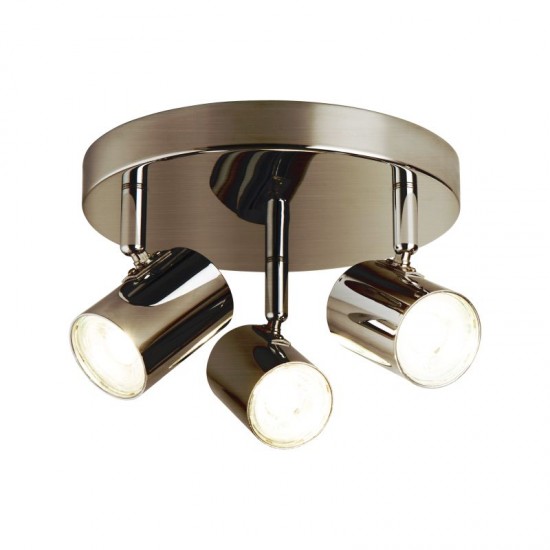 21030-006 LED Antique Brass Round 3 Light Spotlights