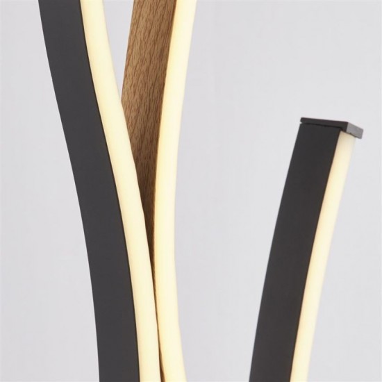 71950-006 Black LED Floor Lamp with Wood Effect