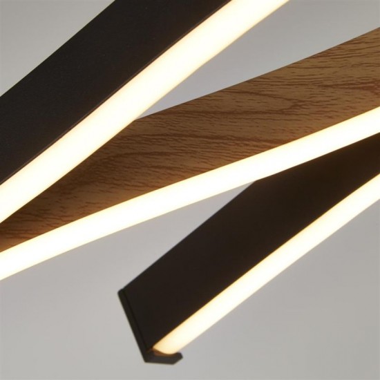 67219-006 Black LED over Island Fitting with Wood Effect