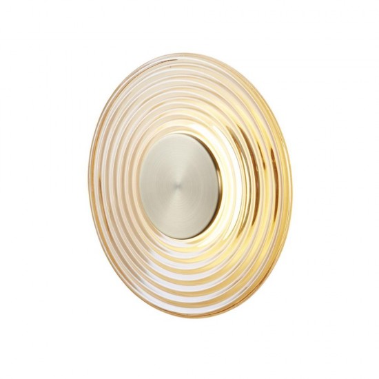 79102-006 Antique Brass LED Wall Lamp with Amber Glass