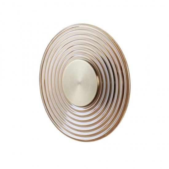 79102-006 Antique Brass LED Wall Lamp with Amber Glass