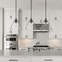 32927-006 Matt Black Pendant with Clear Glass