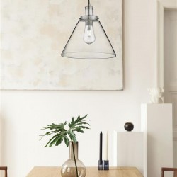 55032-006 Satin Silver Pendant with Clear Glass