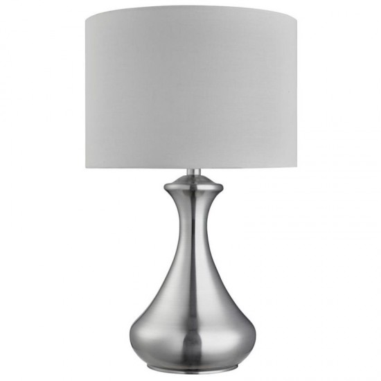 32903-006 Satin Silver Touch Table Lamp with White Shade