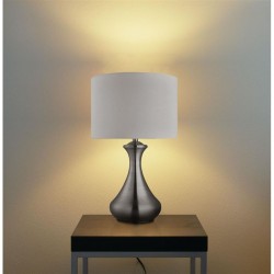 32903-006 Satin Silver Touch Table Lamp with White Shade