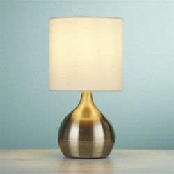 32968-006 Antique Brass Touch Table Lamp with White Shade