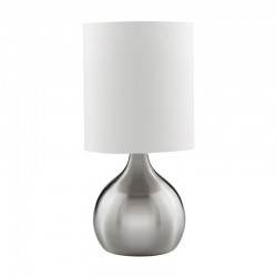 32969-006 Satin Silver Touch Table Lamp with White Shade 32969-006 Satin Silver Touch Table Lamp with White Shade