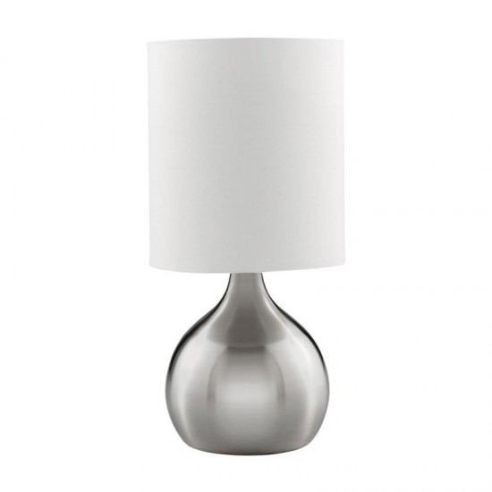 32969-006 Satin Silver Touch Table Lamp with White Shade