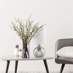 32969-006 Satin Silver Touch Table Lamp with White Shade