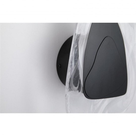79107-006 Matt Black LED Wall lamp with Cloudy Glass Diffuser