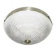 33009-006 Antique Brass 2 Light Flush with Ribbed Glass