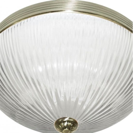 33009-006 Antique Brass 2 Light Flush with Ribbed Glass