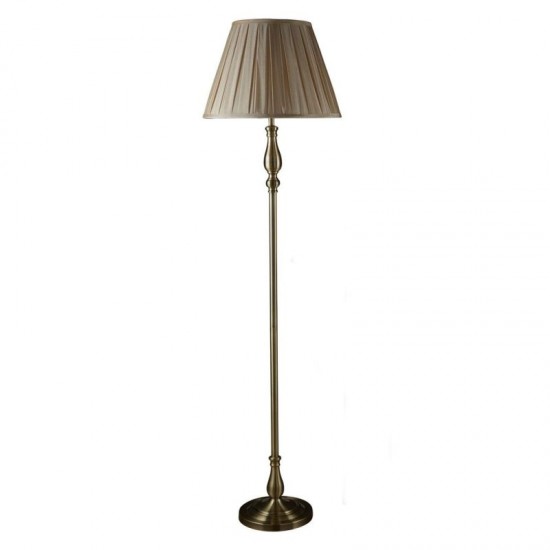 33014-006 Mink Shade & Antique Brass Floor Lamp