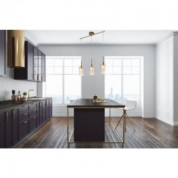 71952-006 Satin Gold 3 Light over Island Fitting with Amber & Frosted Glasses