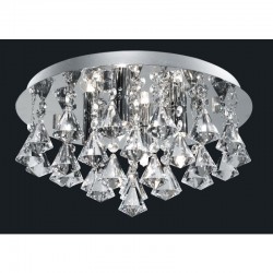 8756-006 Chrome 4 Light Flush with Crystal Pyramid Drops 