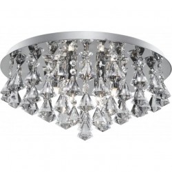 72461-006 Chrome 6 Light Flush with Crystal Pyramid Drops