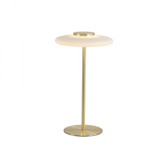 79109-006 Gold LED Table Lamp with White Glass Shade