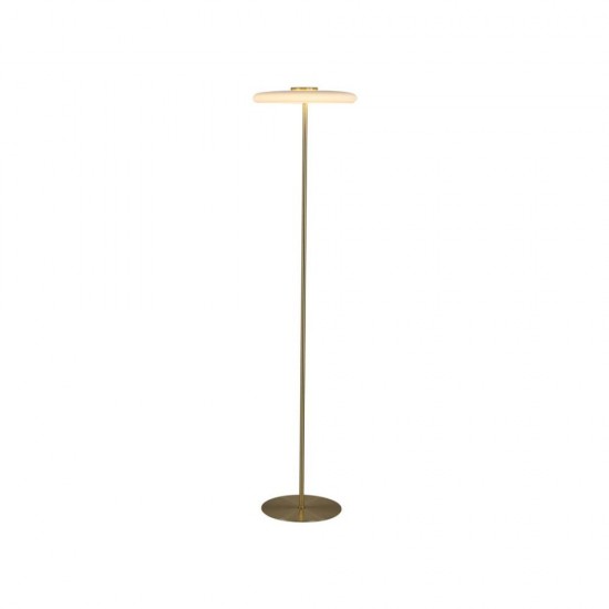 79110-006 Gold LED Floor Lamp with White Glass Shade