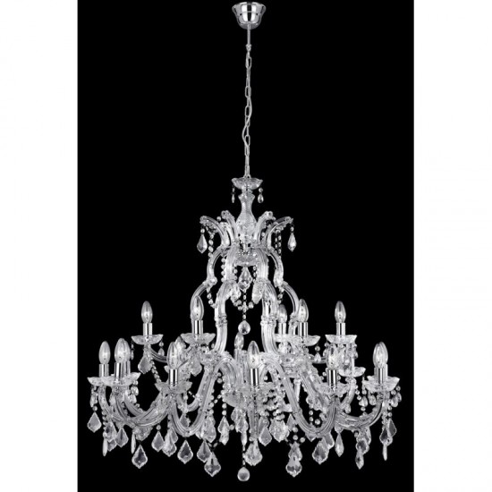 8759-006 Chrome & Acrylic 18 Light Chandelier with Crystal