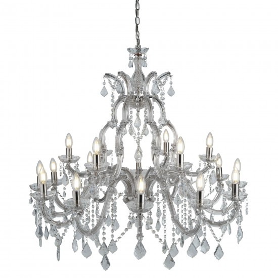 8759-006 Chrome & Acrylic 18 Light Chandelier with Crystal