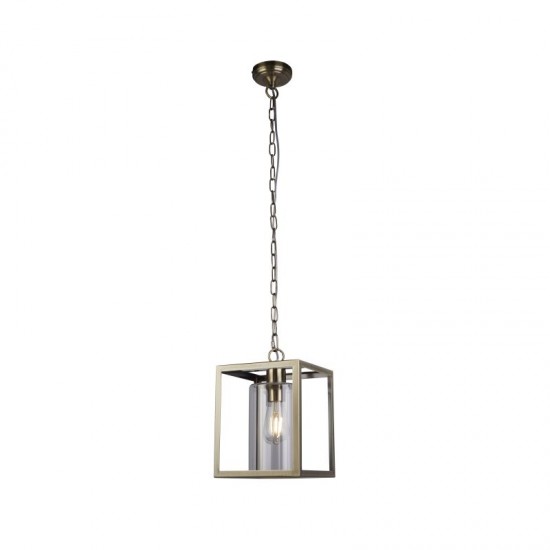 33407-10 Antique Brass Pendant with Clear Glass