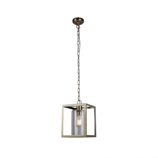 33407-10 Antique Brass Pendant with Clear Glass