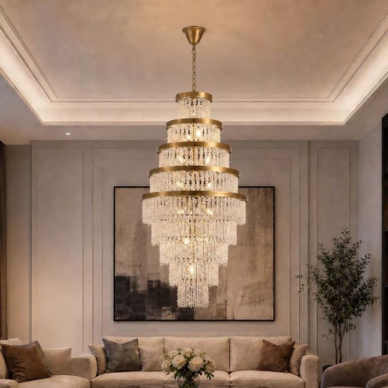 83390-006 Matt Brass 13 Light Chandelier with Crystal